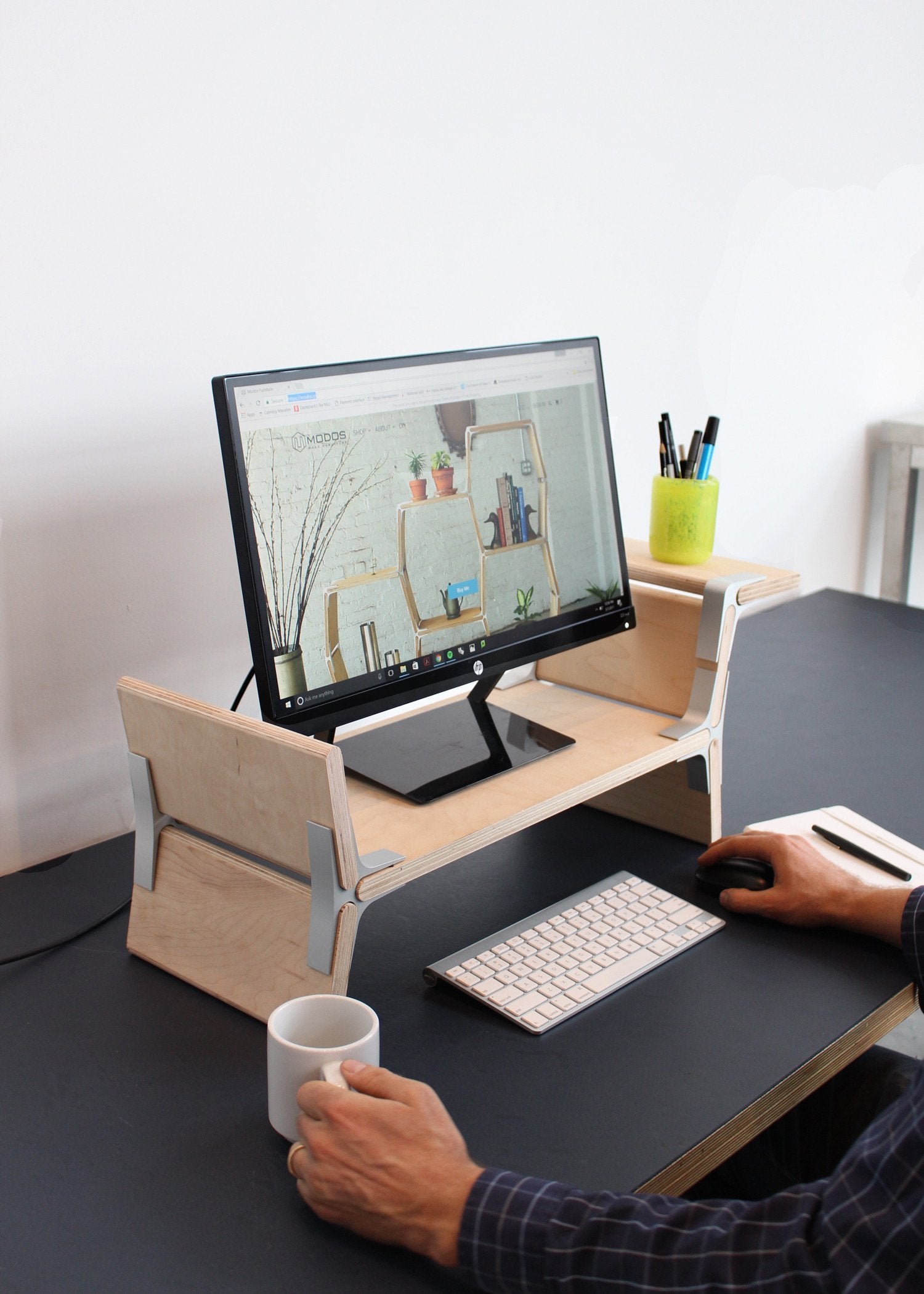 Modular Monitor Laptop Dachshund Stand by Modos Furniture for Home or Office
