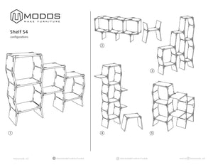 Modos Modern Modular Furniture System Shelving Reconfigurations Sheet